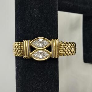 Vintage Swarovski SAL Gold Tone Bracelet Marquise Crystal Statement 90s